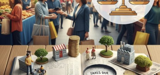 Symbolbild Gewerbe & Steuern: Waage, Gerichtssaal und Handel für ein rechtssicheres Kleingewerbe gründen.